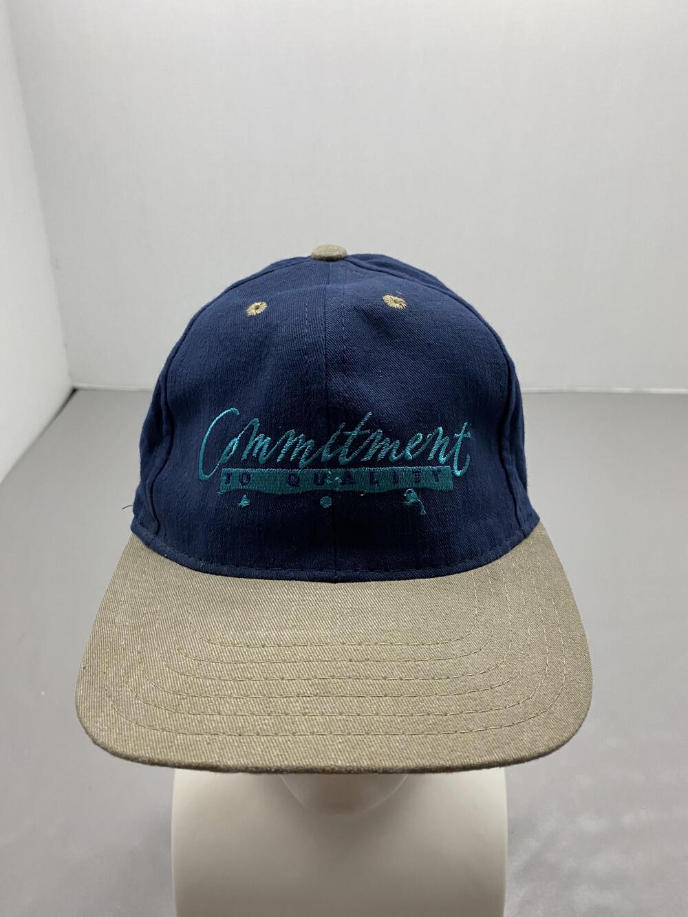 Commitment Logo Hat Cap Snap Back One Size Blue Twill Baseball Cap Mens